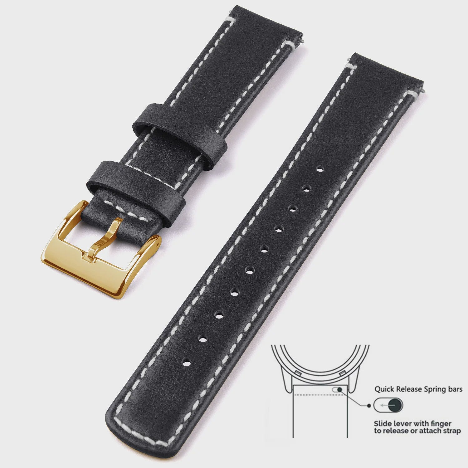 Top Grain Echt Lederen Horlogeband - 20mm/22mm Quick Release - Voor Heren, Dames & Samsung Galaxy Watch