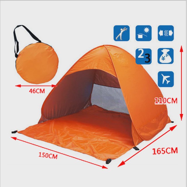 Automatische Pop-Up Strandtent UPF50+ - Snel Opzetbaar Zonnescherm voor Strand, Camping & Vissen