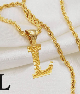 Gouden Initiaal Ketting met Touwketting - Kies Uw Letter (A-Z)