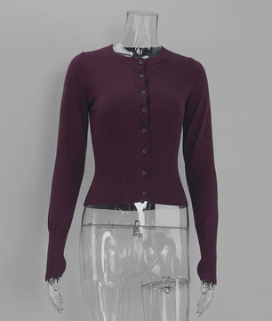 Dames Gebreide Cardigan met Lange Mouwen - Slim Fit & Elegant