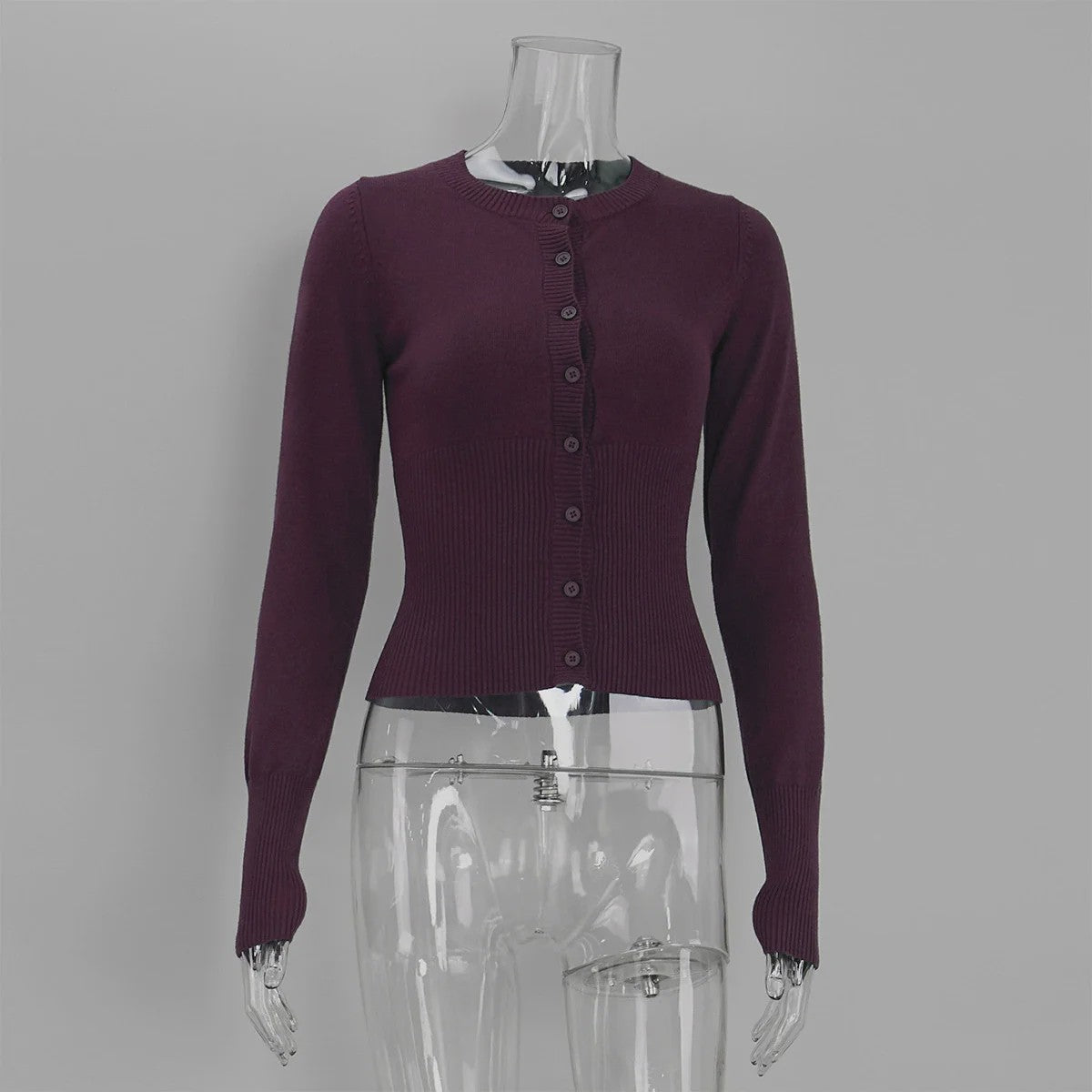Dames Gebreide Cardigan met Lange Mouwen - Slim Fit & Elegant