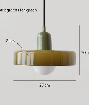Nordic Bauhaus Hanglamp - Retro Glas & Kleurrijke Kap voor Woonkamer, Eetkamer, Bar