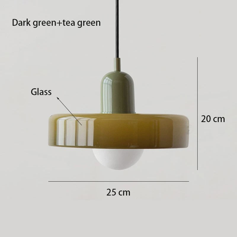 Nordic Bauhaus Hanglamp - Retro Glas & Kleurrijke Kap voor Woonkamer, Eetkamer, Bar