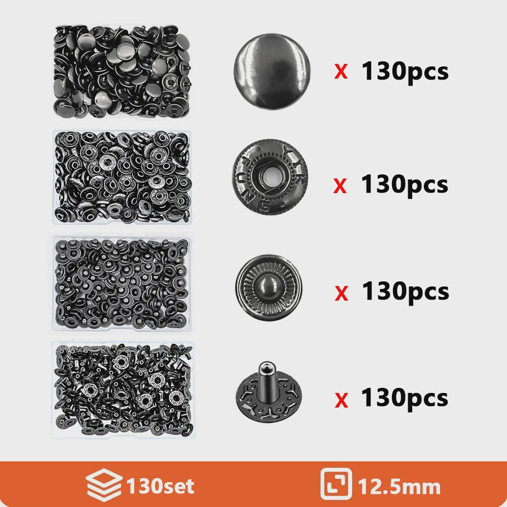 Roestvrij Staal Drukknopen Set 12.5mm Gunmetal Zwart - Kleding & Tassen