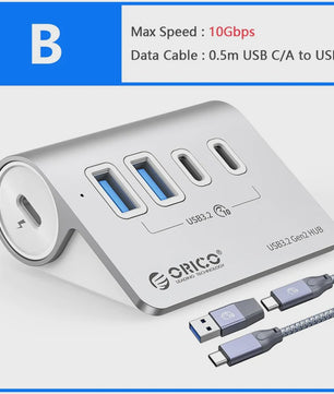 ORICO 10Gbps USB 3.2 Docking Station Hub met PD60W Opladen en 4/7 Poorten