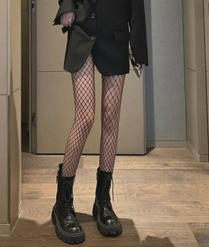 Luxe Lolita Pantyhose met Bloemig Kant en Mesh - Retro Stijl