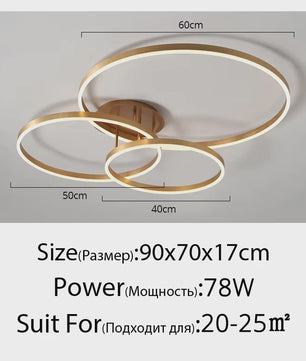 Moderne LED Plafondlamp 3 Cirkels - Goud/Koffie - Woonkamer & Slaapkamer