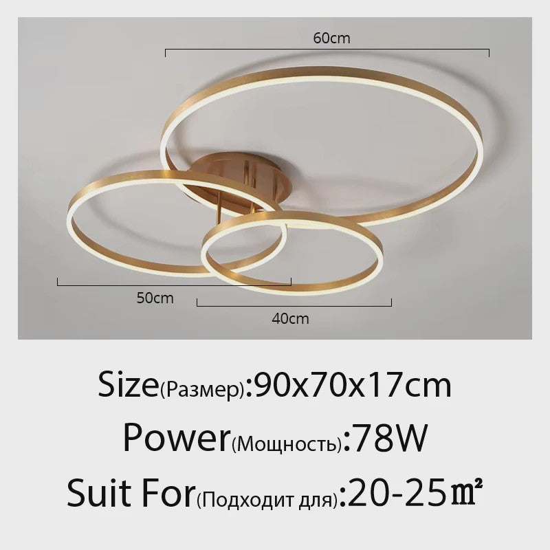 Moderne LED Plafondlamp 3 Cirkels - Goud/Koffie - Woonkamer & Slaapkamer