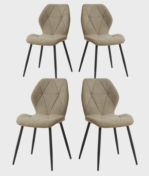 Set van 2, 4 of 6 Moderne Eetkamerstoelen - Comfortabel Gestoffeerd met Stalen Poten