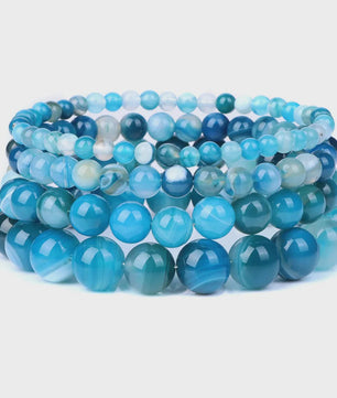 Handgemaakte Natuursteen Armbanden - Onyx & Agate Kralen - Yoga & Reiki Energie - Unisex 19cm