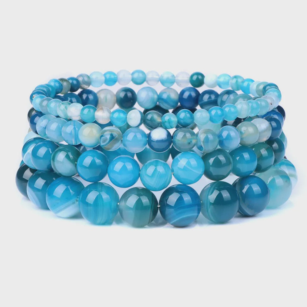 Handgemaakte Natuursteen Armbanden - Onyx & Agate Kralen - Yoga & Reiki Energie - Unisex 19cm