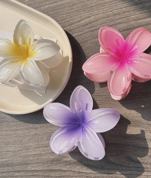 3x Grote Boho Bloemen Haarclips Acryl - Gradient Kleuren & Hawaii Stijl Haaraccessoires voor Dames