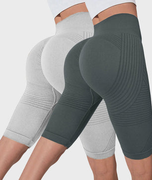2-Pack Seamless High-Waisted Yoga Shorts met Push-Up Effect - Perfect voor Fitness & Training