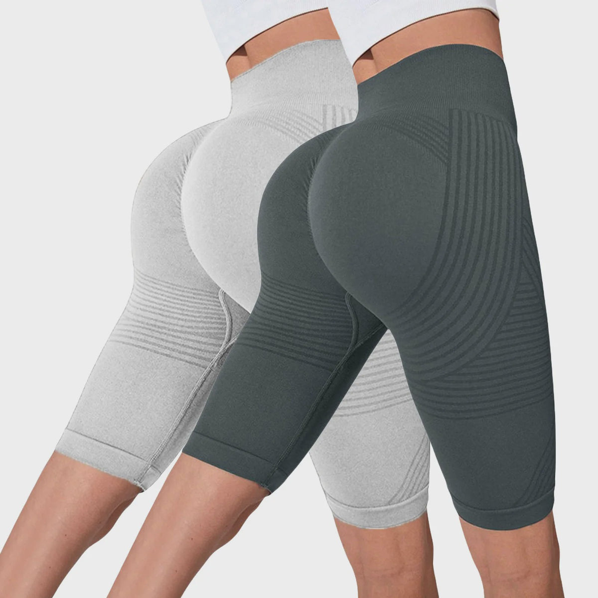 2-Pack Seamless High-Waisted Yoga Shorts met Push-Up Effect - Perfect voor Fitness & Training