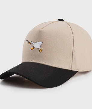 Unieke Geborduurde Baseball Cap met Gans Patroon - Casual Stadsstijl