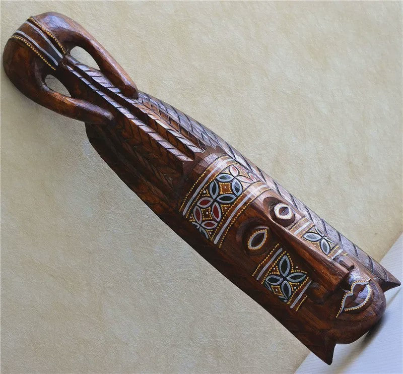 Handgesneden Afrikaans Houten Masker - Decoratieve Muurdecoratie met Tribale Kunst (50cm)