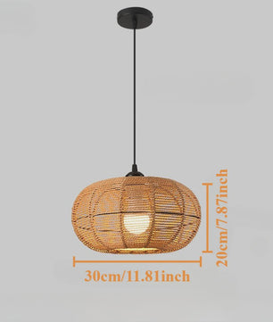 Handgeweven Rotan Hanglamp - Boho Stijl Papier Touw Plafondlamp voor Woonkamer & Slaapkamer