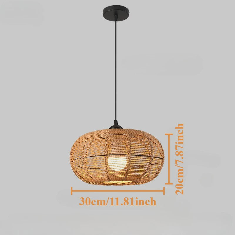 Handgeweven Rotan Hanglamp - Boho Stijl Papier Touw Plafondlamp voor Woonkamer & Slaapkamer