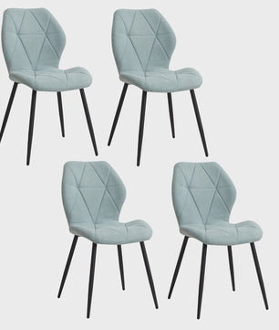 Set van 2, 4 of 6 Eetkamerstoelen - Gestoffeerd, Gewatteerd Linnenlook Stof, Metalen Poten