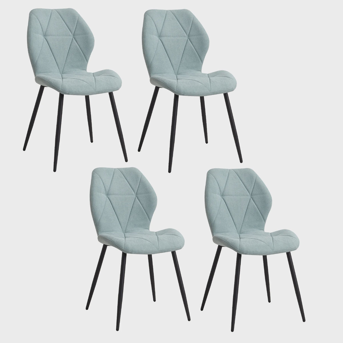 Set van 2, 4 of 6 Eetkamerstoelen - Gestoffeerd, Gewatteerd Linnenlook Stof, Metalen Poten