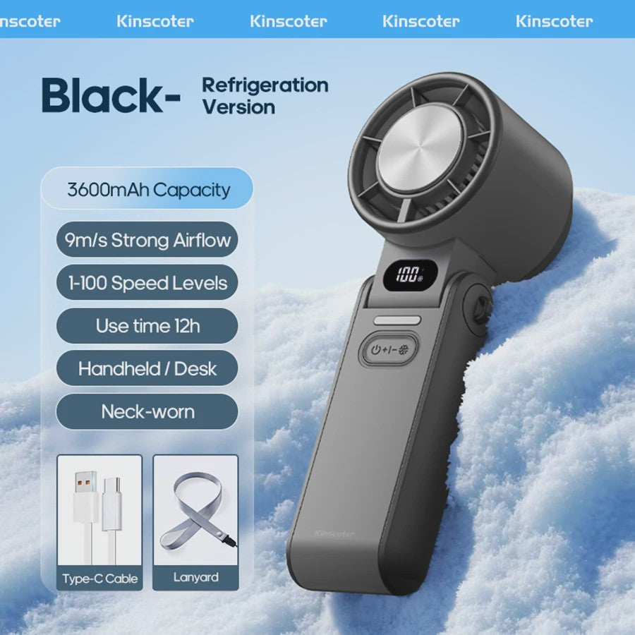 Draagbare Handheld Ventilator met 3600mAh Batterij, 100 Windsnelheden & LCD Display