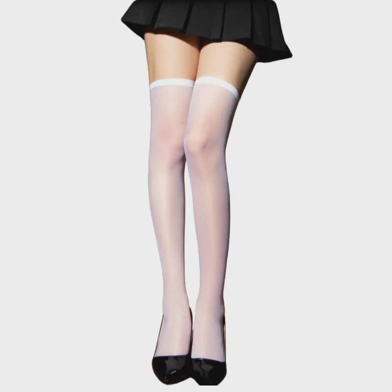 Zwarte Visnet Kousen met Kanten Boord - Dijhoog & Over de Knie - Plus Size XXXXL - Anti-slip Siliconen