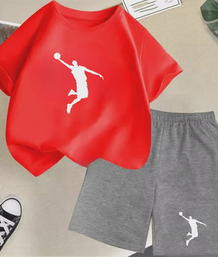 Kinder T-shirt en Short Set - Zomer Sportieve Mode met Grafische Print
