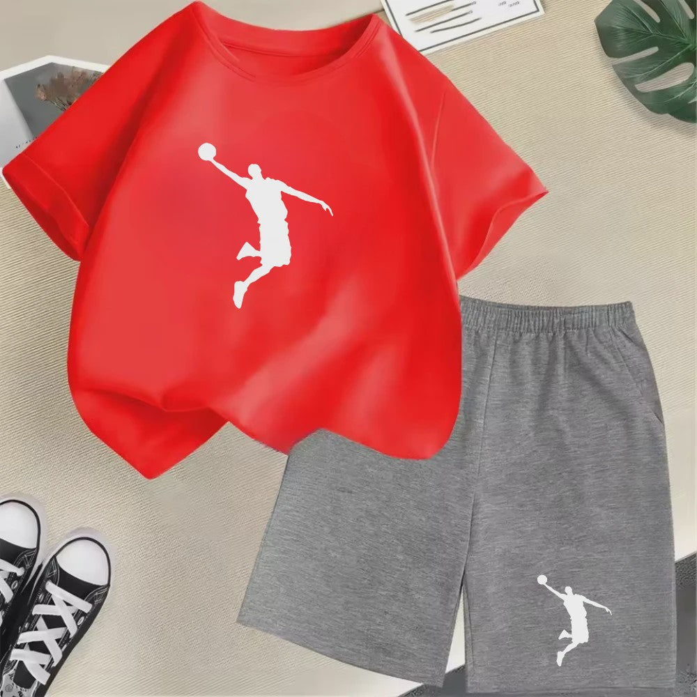 Kinder T-shirt en Short Set - Zomer Sportieve Mode met Grafische Print
