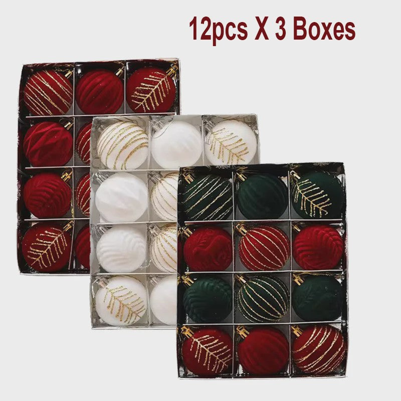Kerstballen 6cm - Set van 12/16 Stuks - Wijnrood & Goud - Fluweelzacht & Feestelijk
