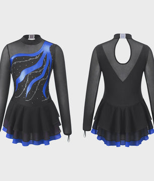 Schaatsjurk Meisjes met Lange Mouwen, Strass en Rokje - Dans & Turnen
