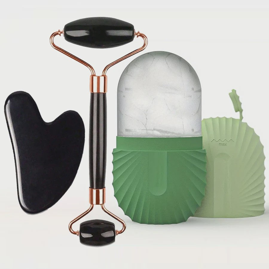 Gezichtsroller & IJsroller Set: Luxe Huidverzorging met Gua Sha Tool