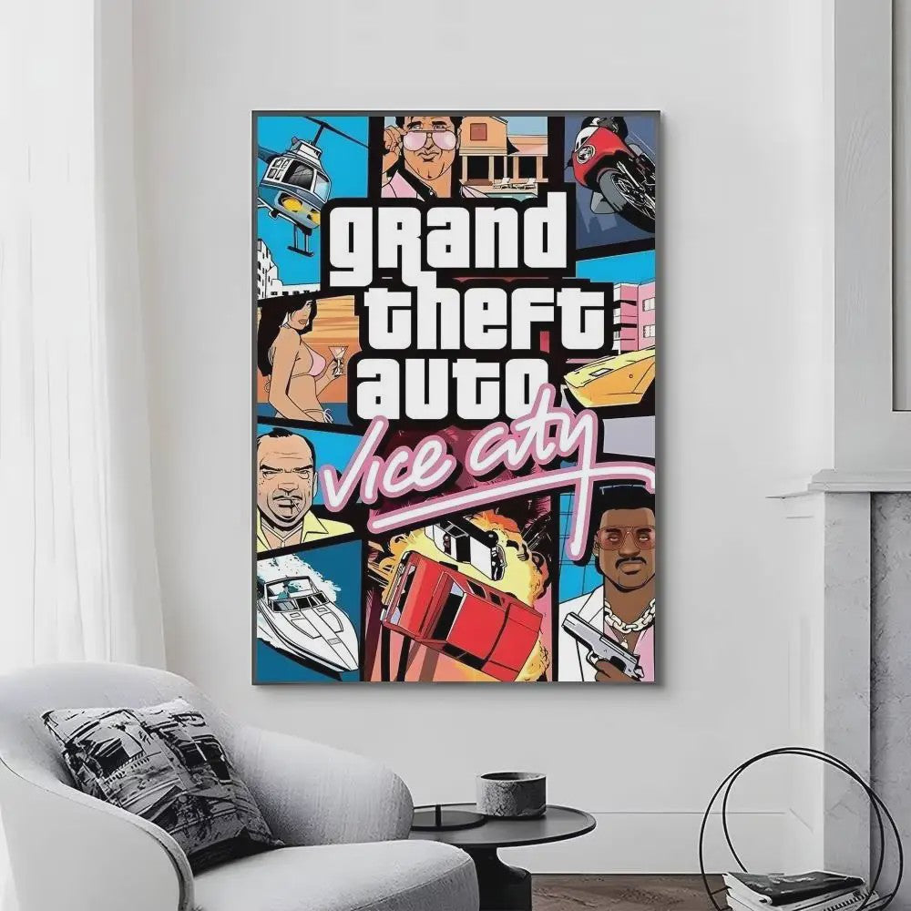 Grand Theft Auto Game Posters - Zelfklevend Muurdecoratie voor Fans