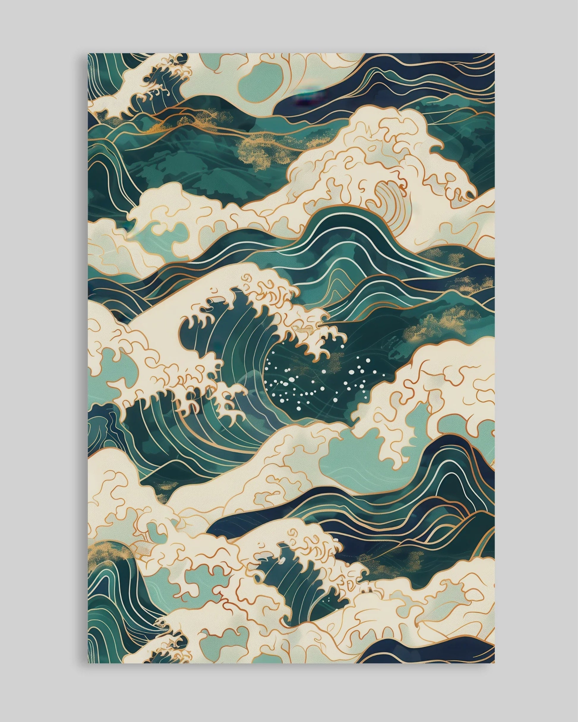 Abstracte Blauwe Golven Canvas Poster - Japandi Zen Stijl Wanddecoratie