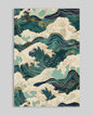 Abstracte Blauwe Golven Canvas Poster - Japandi Zen Stijl Wanddecoratie