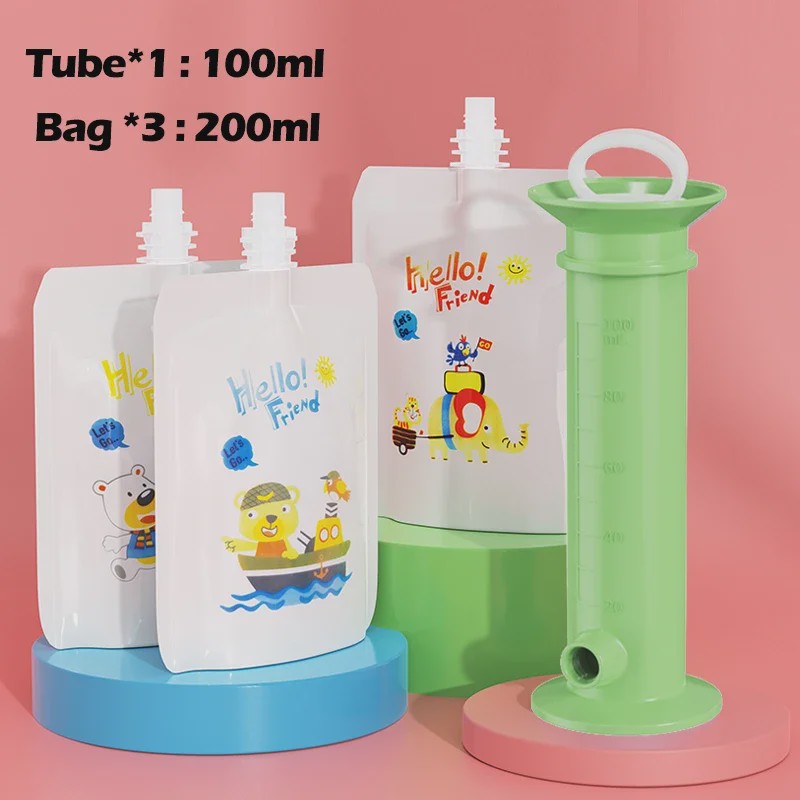 Herbruikbare Babyvoeding Dispenser Set - Zelf Fruitpuree Maken & Bewaren