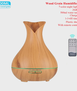Aroma Diffuser met Houtnerf Design, 7 Kleuren LED en Afstandsbediening