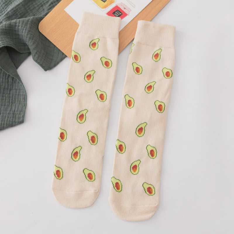 Grappige Heren Sokken met Food Prints: Avocado, Friet, Burger, Bier & Meer | Harajuku Stijl