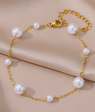 Gouden Roestvrij Staal Enkelbandjes met Parels en Kleurrijke Bedels - Zomer Sieraden
