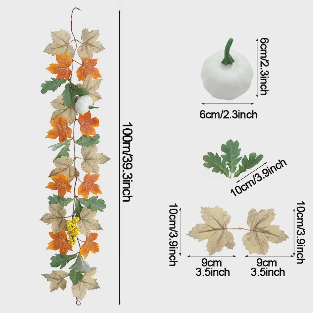 Herfst Slinger met Maple Bladeren - Kunstblad Slinger voor Thanksgiving, Halloween & Feestdecoratie