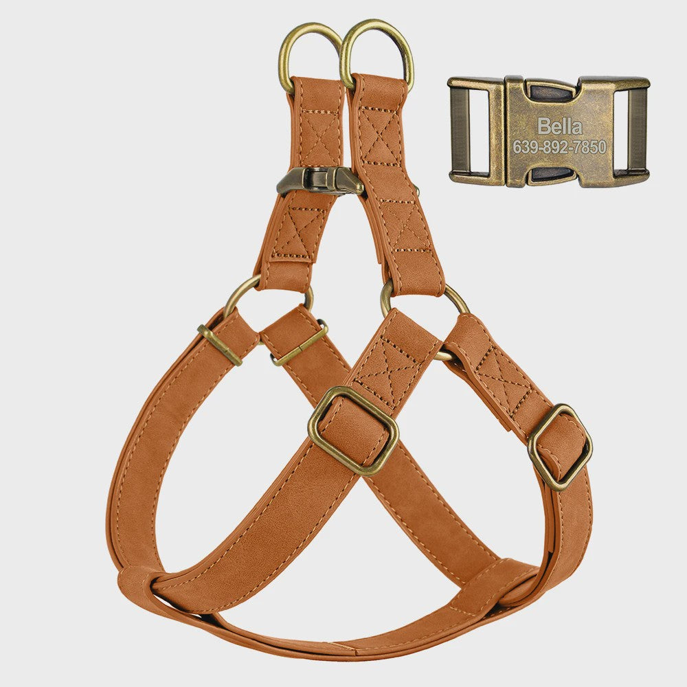 Luxe PU Leder Hondentuig met Leash en Gepersonaliseerde ID Gesp - Duurzaam voor Kleine & Middelgrote Honden