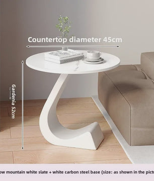 Luxe Ronde Bijzettafel met Rock Slab Look - Modern Design voor Woonkamer & Slaapkamer