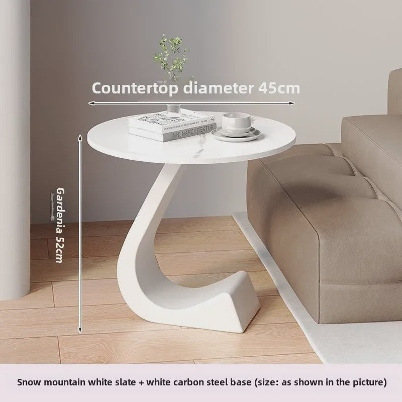 Luxe Ronde Bijzettafel met Rock Slab Look - Modern Design voor Woonkamer & Slaapkamer