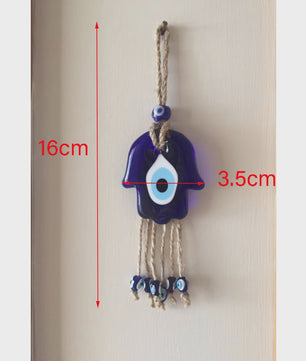 Blauw Turks Oog Hanger met Touw - Decoratie voor Auto, Muur & Huis