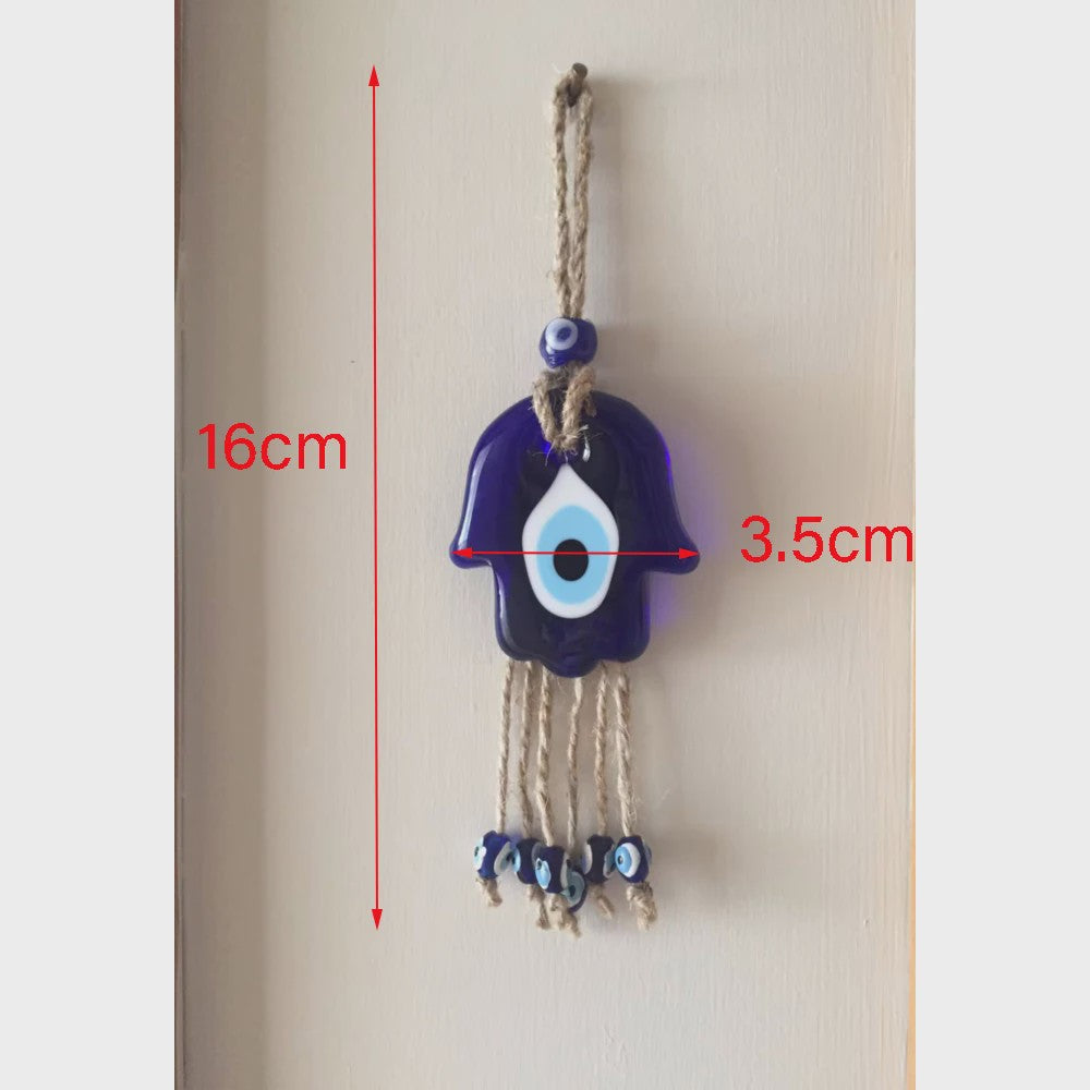Blauw Turks Oog Hanger met Touw - Decoratie voor Auto, Muur & Huis