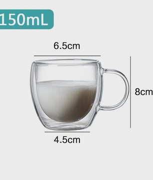 Dubbelwandige Glazen Mokken - Hittebestendig & Handgemaakt voor Koffie, Thee, Bier & Whiskey