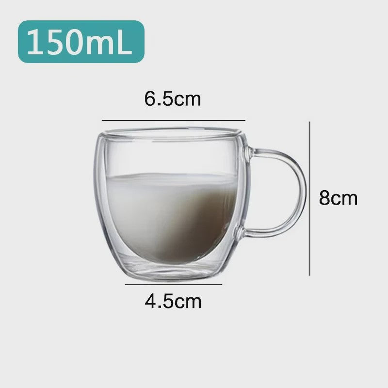 Dubbelwandige Glazen Mokken - Hittebestendig & Handgemaakt voor Koffie, Thee, Bier & Whiskey