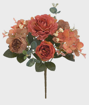 Retro Zijden Bloemenboeket: Vintage Rozen, Hortensia & Pioen voor Bruid & Decoratie
