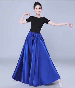 Glanzende Satijnen Lange Dansrok - Swing & Buikdans - 14 Kleuren