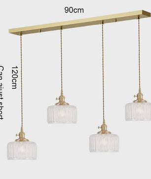 Vintage Groene Glazen Hanglamp - Nordic Stijl, Koperen Accent
