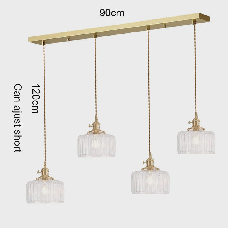 Vintage Groene Glazen Hanglamp - Nordic Stijl, Koperen Accent